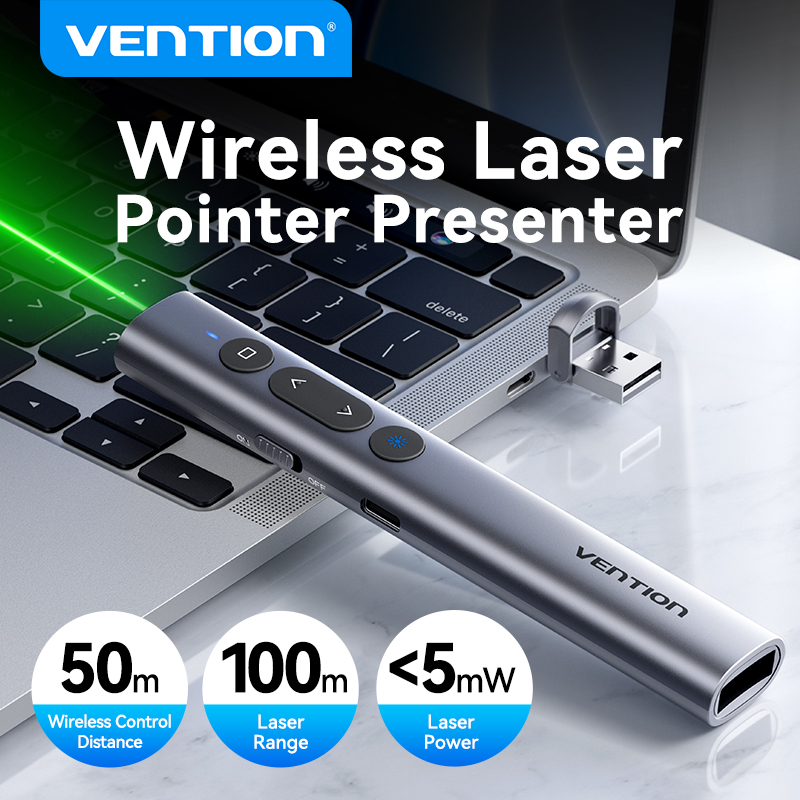 Laser Pointer Presenter - 身体活動用のワイヤレスレーザーポインター,100m,2.4ghz,USB type c,macbook,Android,pptリモコン,プレゼンテーションペン用