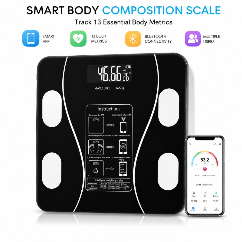 Body Fat Scale Smart - スマートBluetooth体脂肪計 デジタル体重計 体組成計 マルチボディデータテスト マルチユーザーアプリ同期