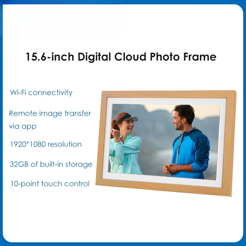 15.6インチ Wi-Fi対応 タッチ式 木製 デジタルフォ - Digital Photo Frame Wifi のレビューと価格