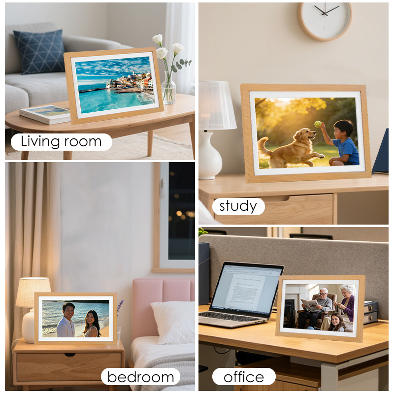 15.6インチ Wi-Fi対応 タッチ式 木製 デジタルフォ - Digital Photo Frame Wifi のレビューと価格